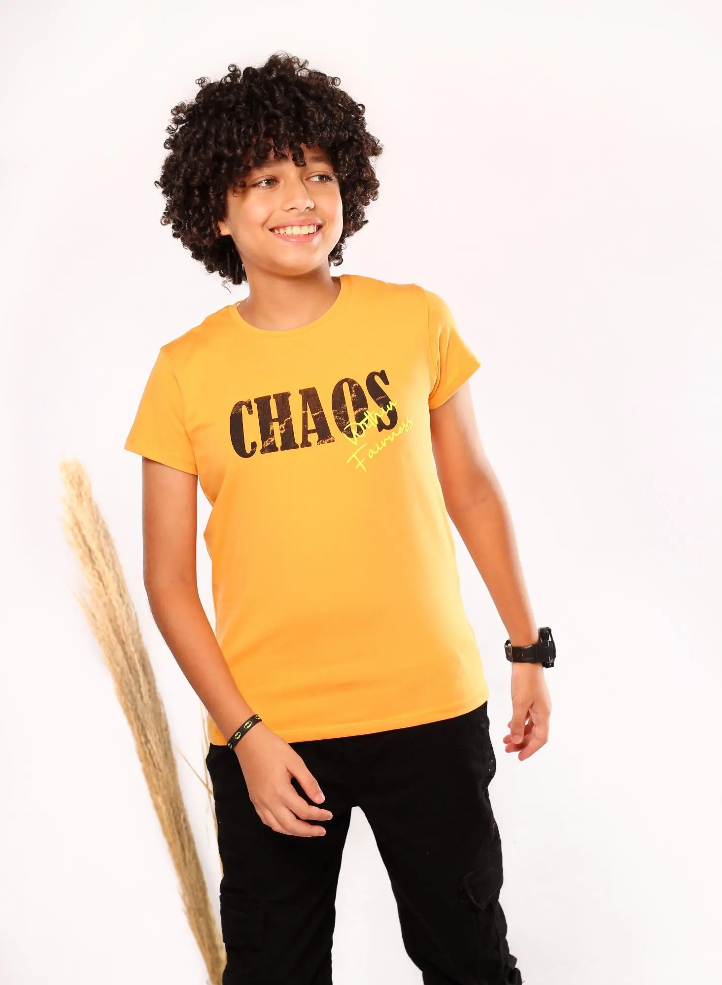 تي شيرت روند أصفر غامق للأطفال