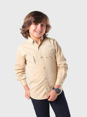 قميص كم طويل بيج غامق للأطفال